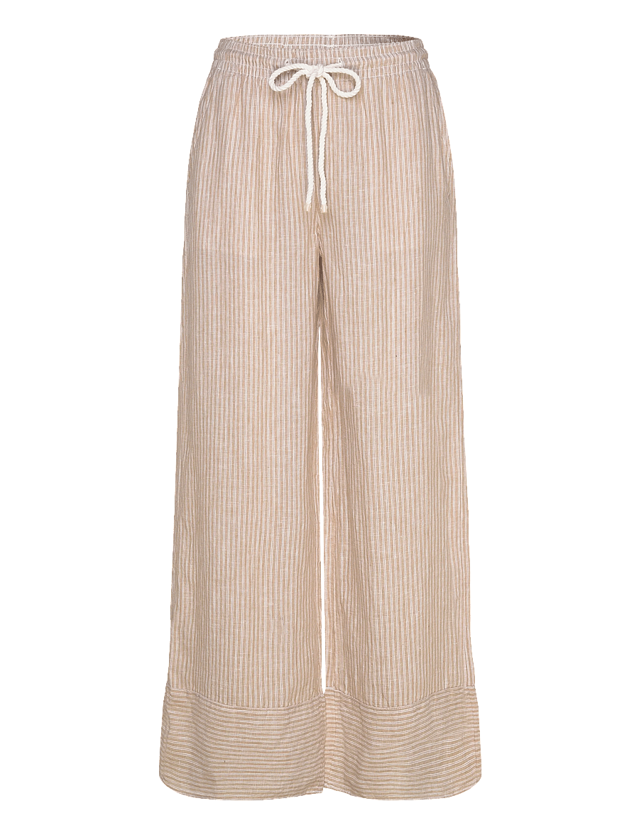 Lauren Ralph Lauren - Y/D TISSUE LINEN-WVN-PANTS - hørbukser - tan/white - 1