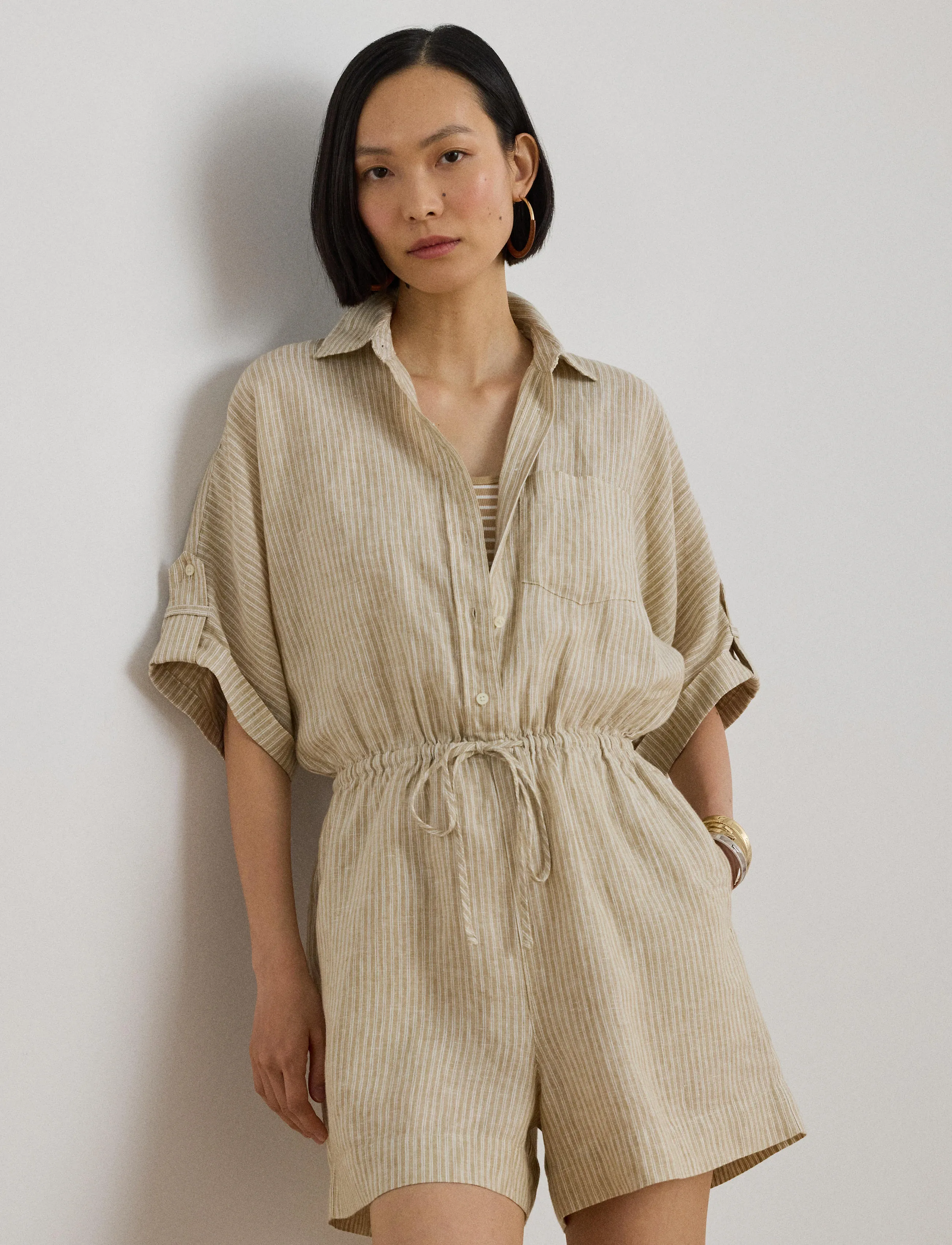Lauren Ralph Lauren Y/D Tissue Linen-Wvn-Jumpsuit, 44, Beige > Lækre Bukser, Dame