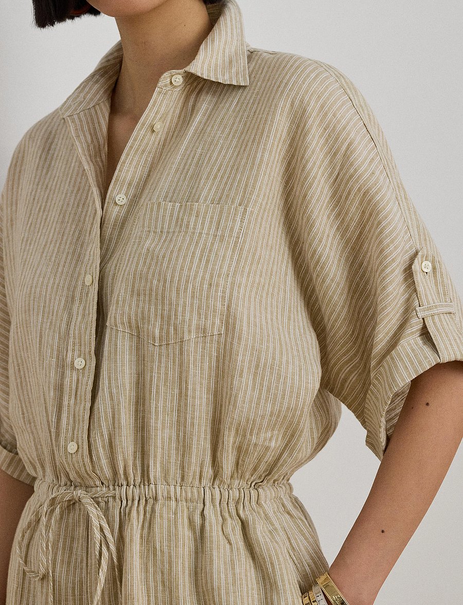 Lauren Ralph Lauren - Y/D TISSUE LINEN-WVN-JUMPSUIT - buksedragter - tan/white - 3