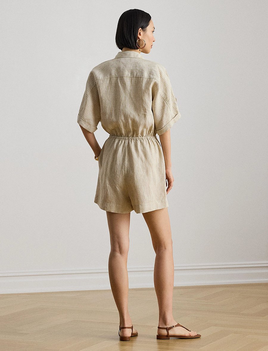 Lauren Ralph Lauren - Y/D TISSUE LINEN-WVN-JUMPSUIT - buksedragter - tan/white - 4