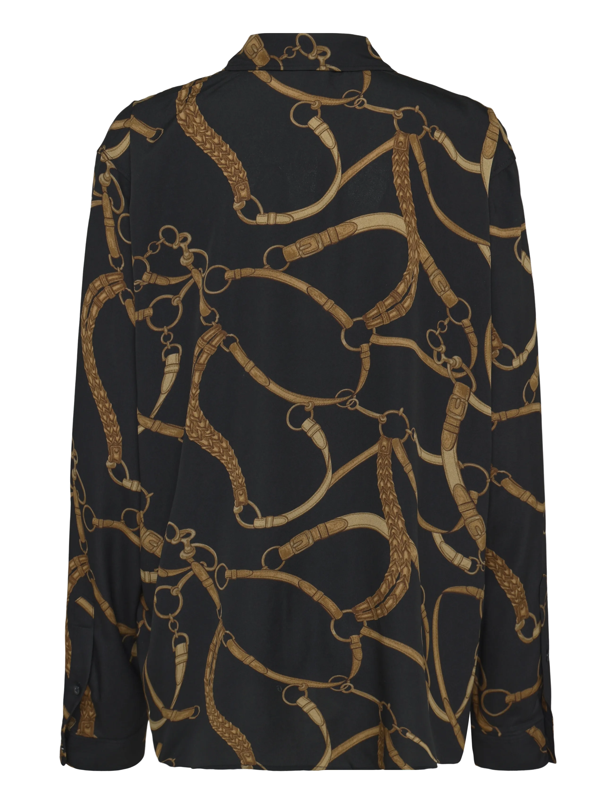 Lauren Ralph Lauren - Classic Fit Belting-Print Crepe Shirt - langærmede skjorter - black/tan - 2