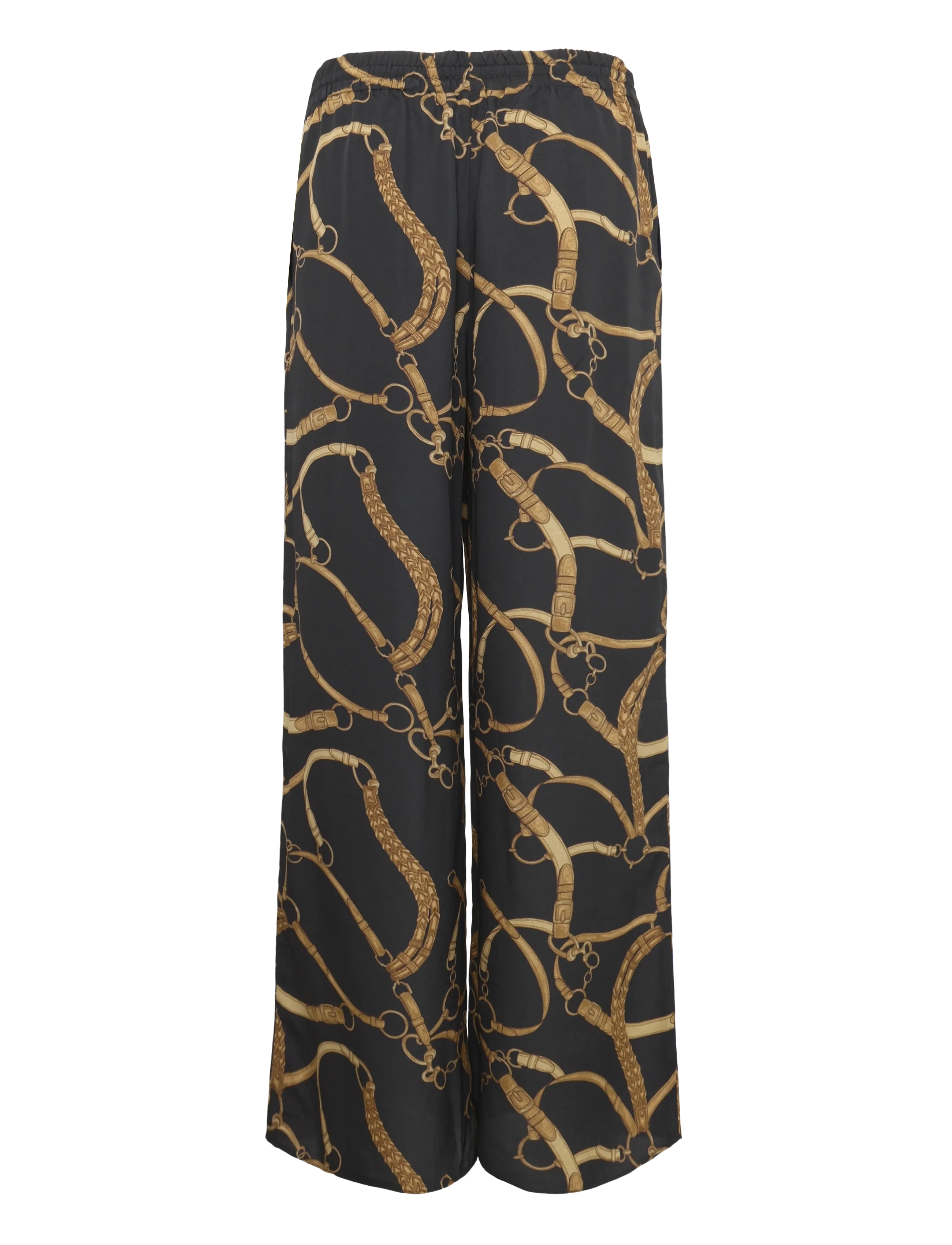 Lauren Ralph Lauren - Belting-Print Crepe Wide-Leg Pant - vida byxor - black/tan - 2