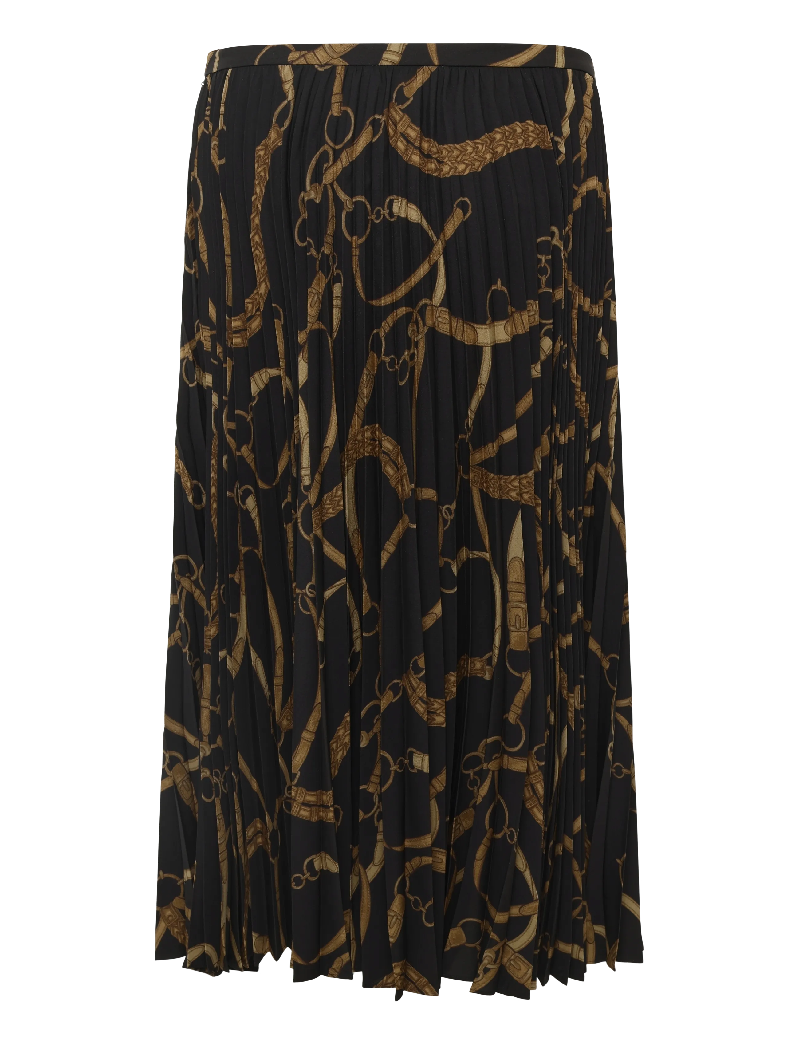 Lauren Ralph Lauren - Belting-Print Pleated Crepe Skirt - pleated skirts - black/tan - 2