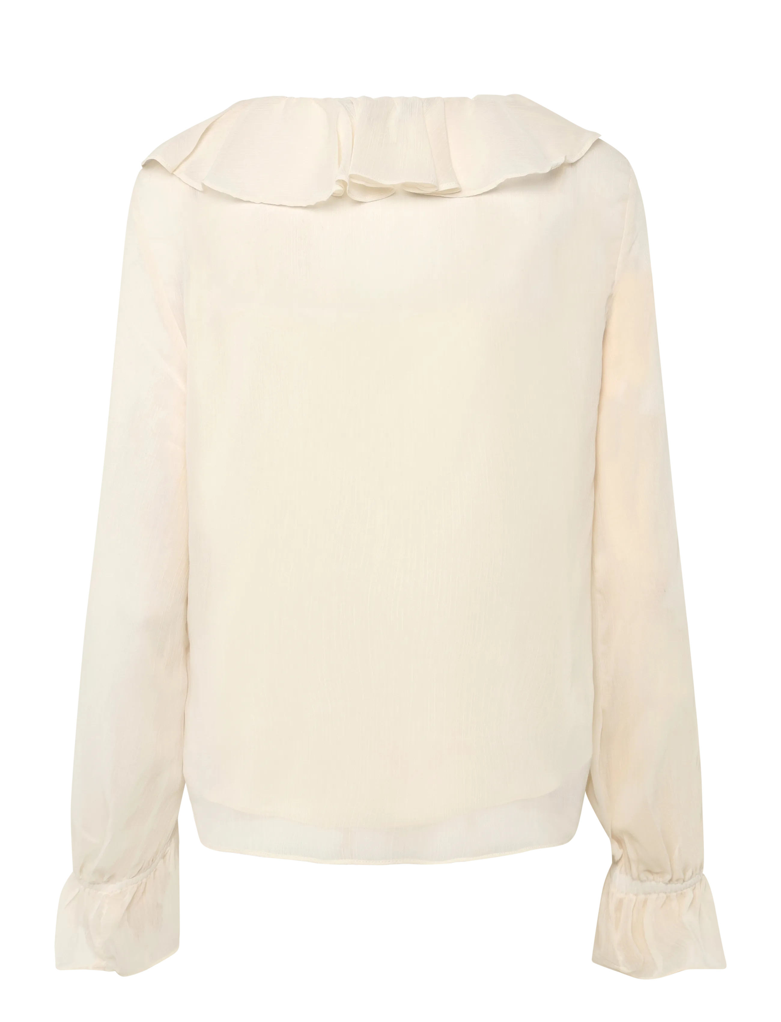 Lauren Ralph Lauren - Ruffle-Trim Crinkle Georgette Blouse - langärmelige blusen - mascarpone cream - 2