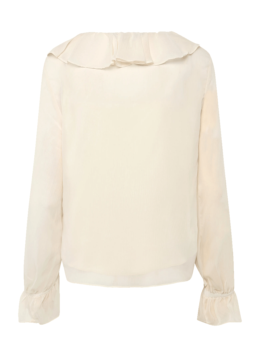 Lauren Ralph Lauren - Ruffle-Trim Crinkle Georgette Blouse - langärmelige blusen - mascarpone cream - 2