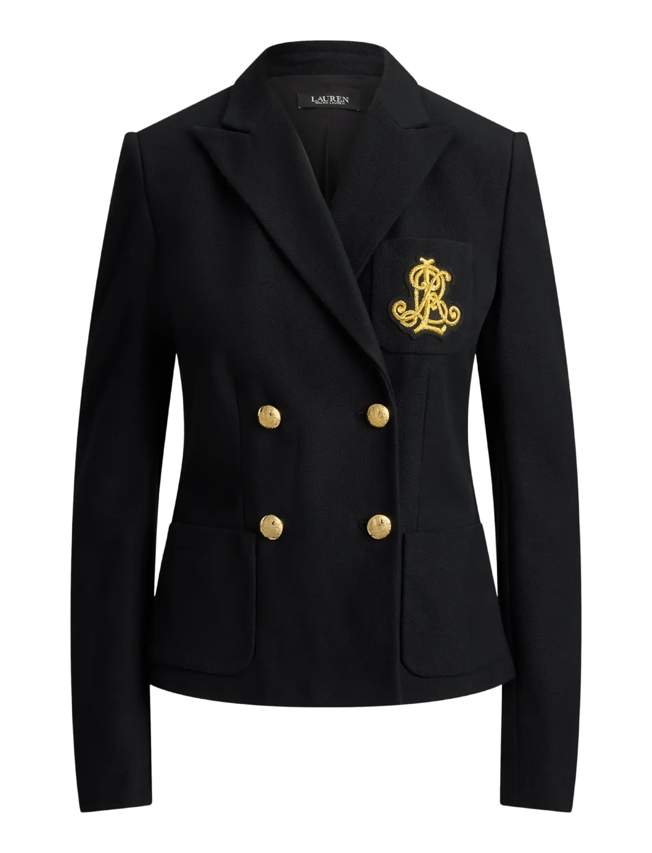 Lauren Ralph Lauren Double-Breasted Stretch Piqué Blazer - Tøj - BLACK / black