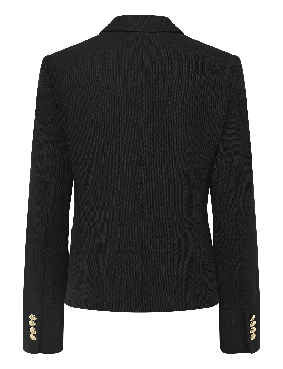 Lauren Ralph Lauren - Double-Breasted Stretch Piqué Blazer - dobbeltradede blazere - black - 2