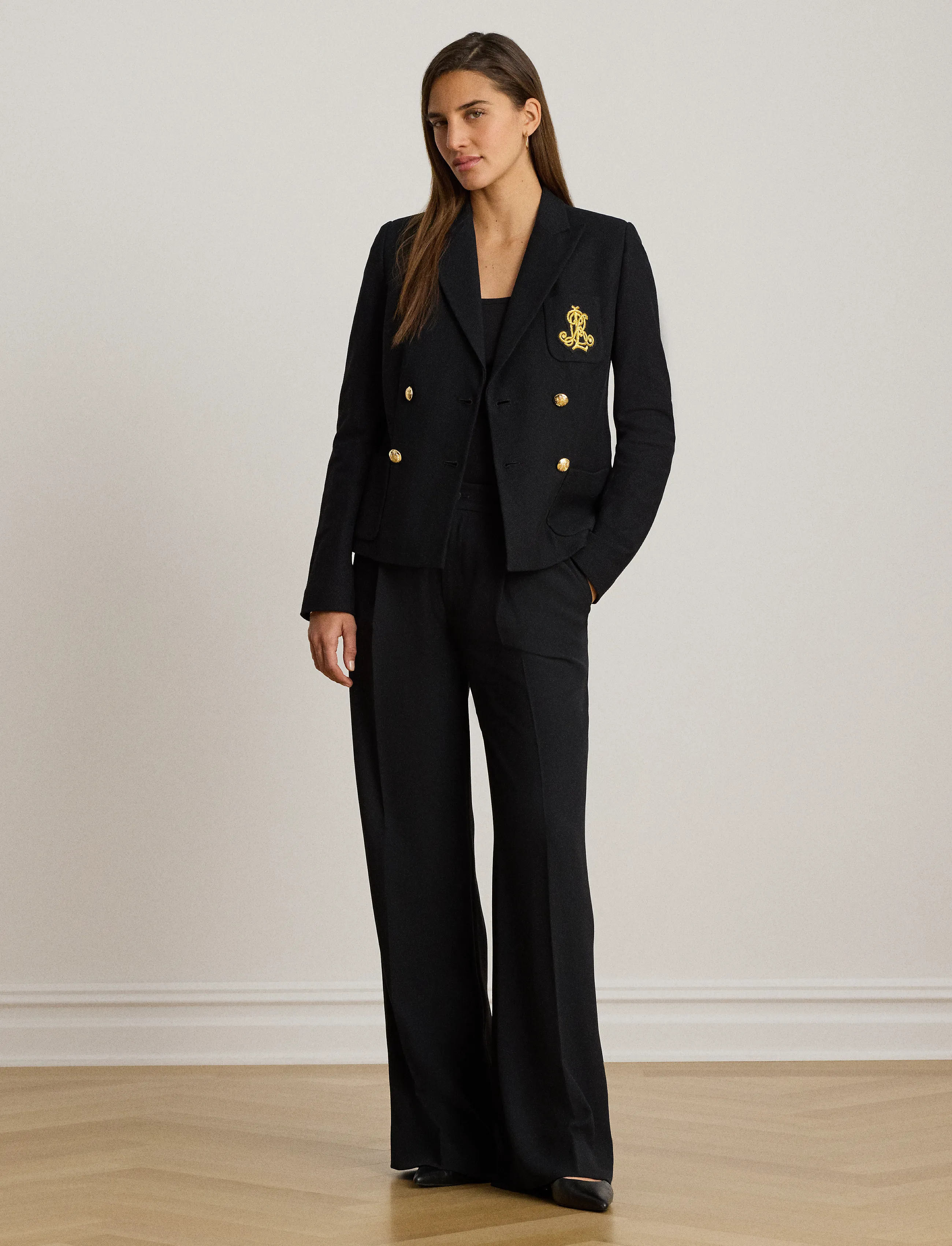 Lauren Ralph Lauren - Double-Breasted Stretch Piqué Blazer - dobbeltradede blazere - black - 4