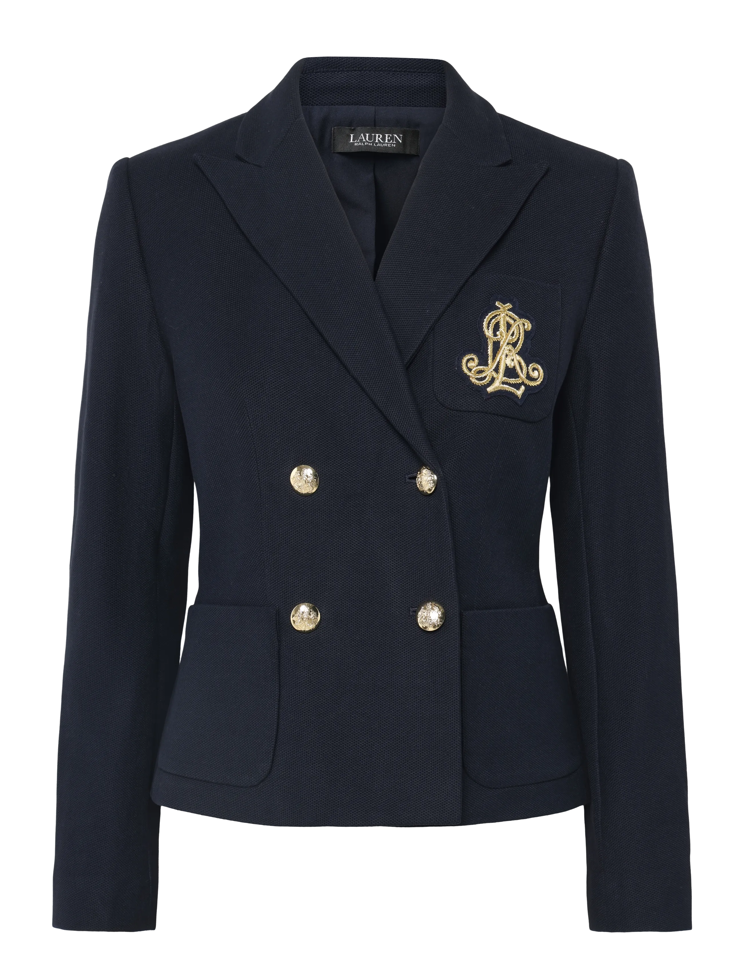 Lauren Ralph Lauren Double-Breasted Stretch Piqué Blazer - Marynarki - LAUREN NAVY / navy