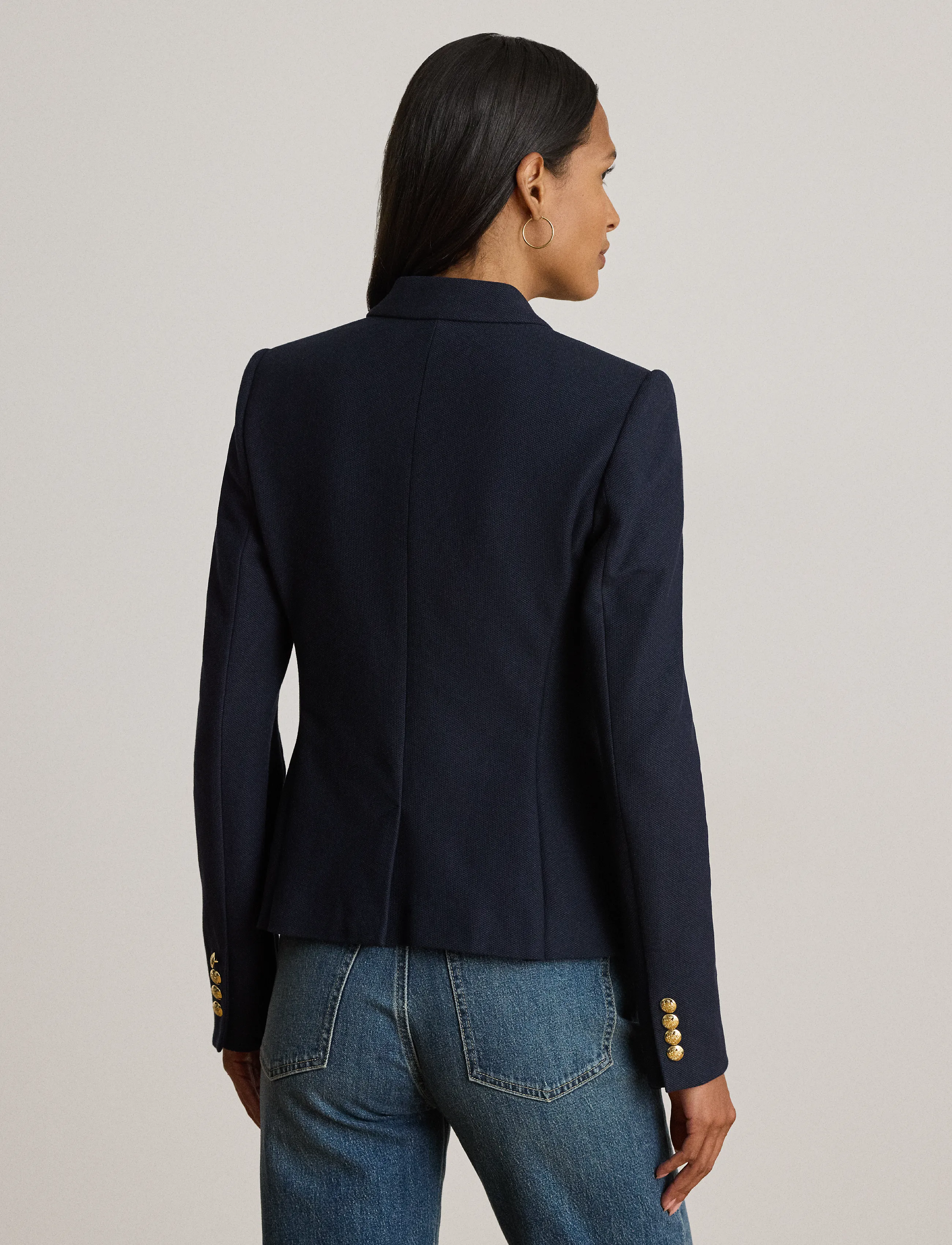 Lauren Ralph Lauren - Double-Breasted Stretch Piqué Blazer - dobbeltradede blazere - lauren navy - 3