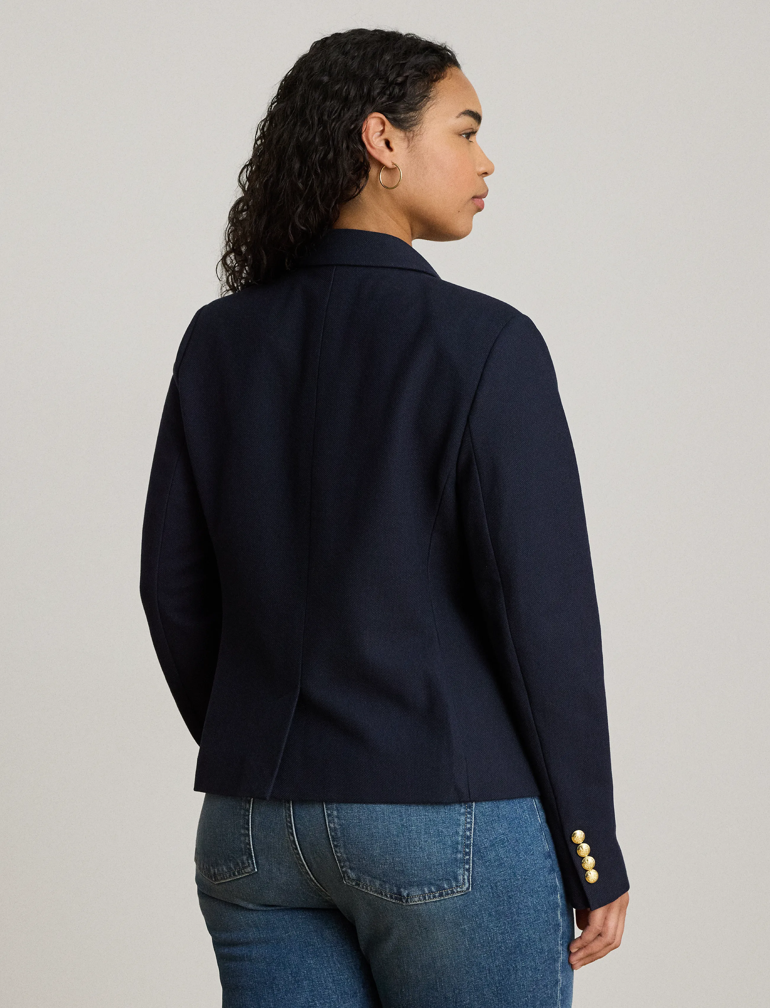 Lauren Ralph Lauren Double-Breasted Stretch Piqué Blazer - Lauren Ralph Lauren - LAUREN NAVY / navy