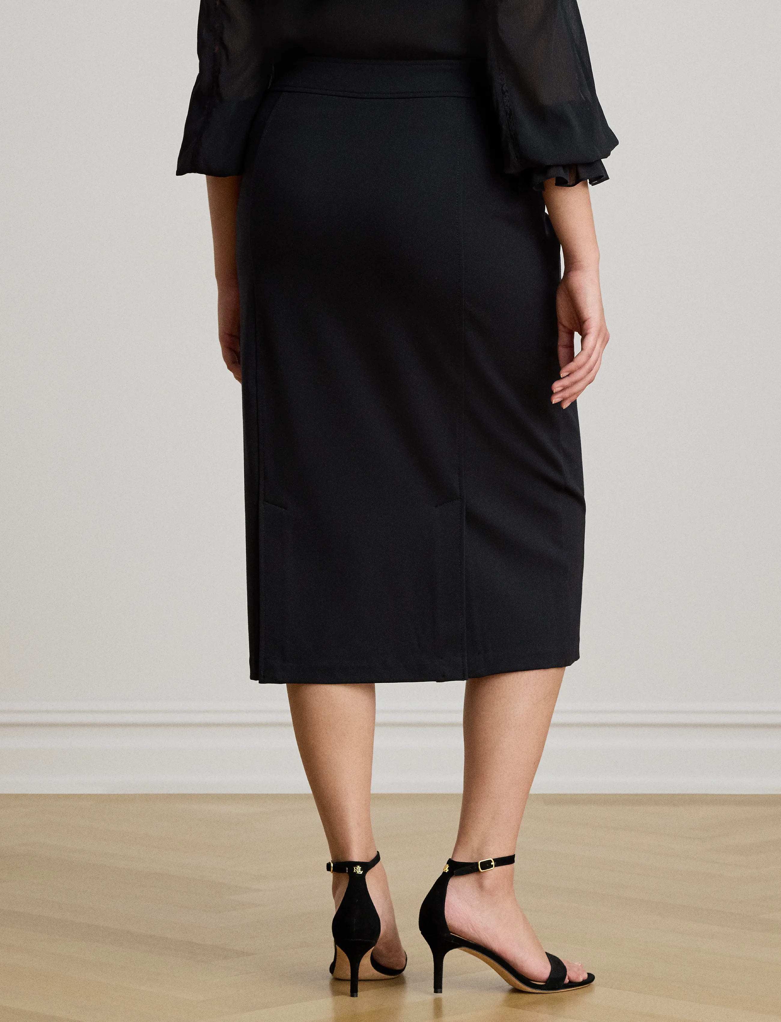 Lauren Ralph Lauren - Stretch Ponte Sailor Pencil Skirt - pencil skirts - black - 3