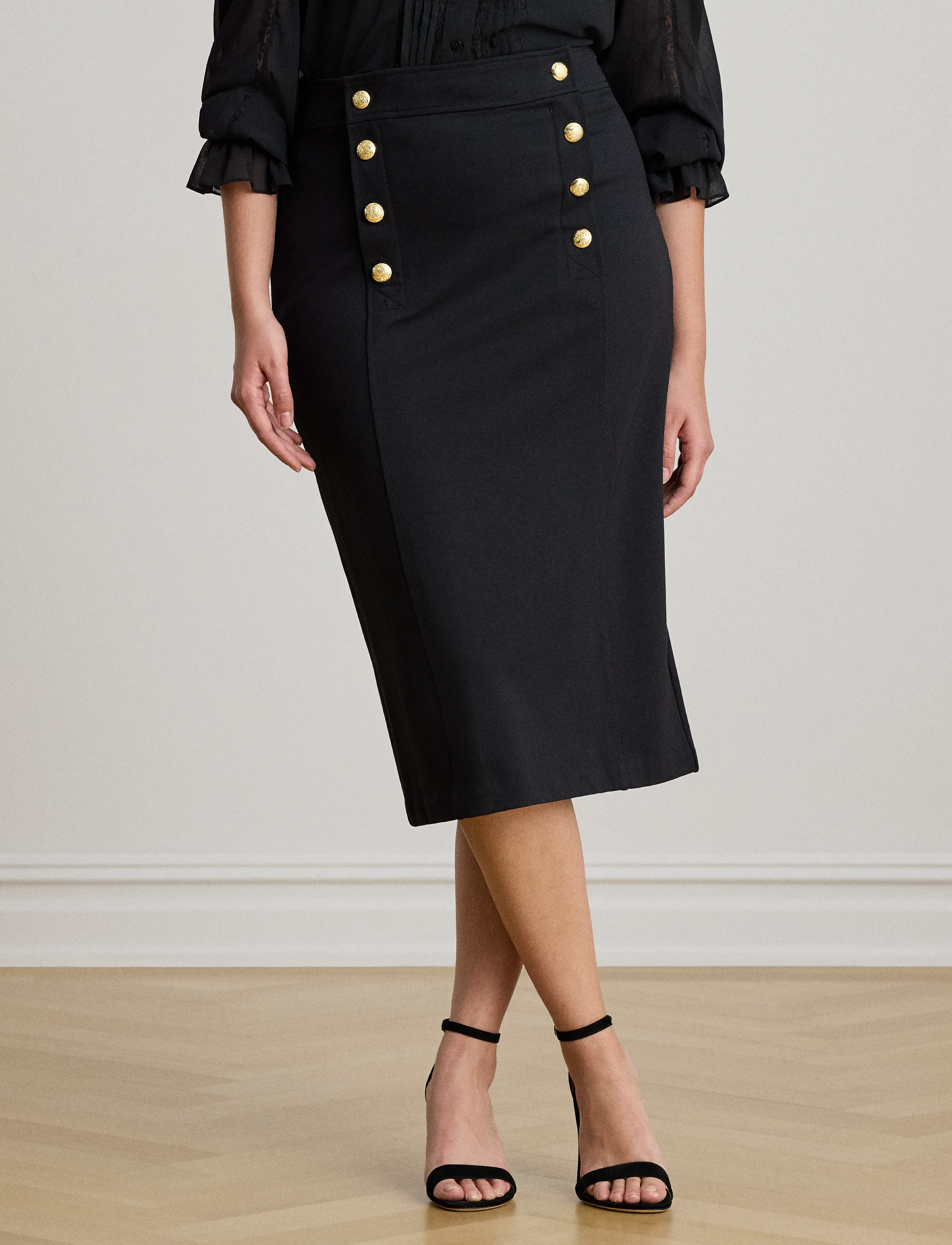 Lauren Ralph Lauren - Stretch Ponte Sailor Pencil Skirt - pencil skirts - black - 5