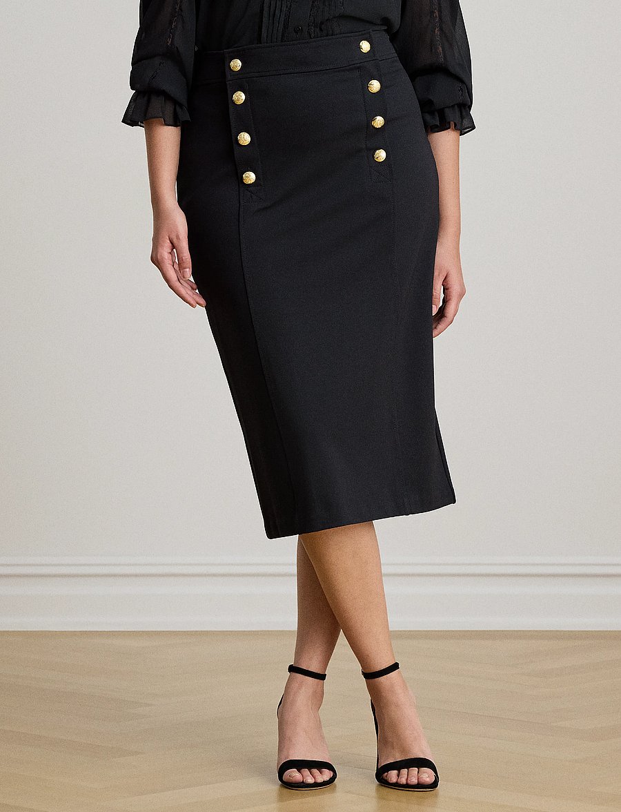 Lauren Ralph Lauren - Stretch Ponte Sailor Pencil Skirt - bleistiftröcke - black - 5