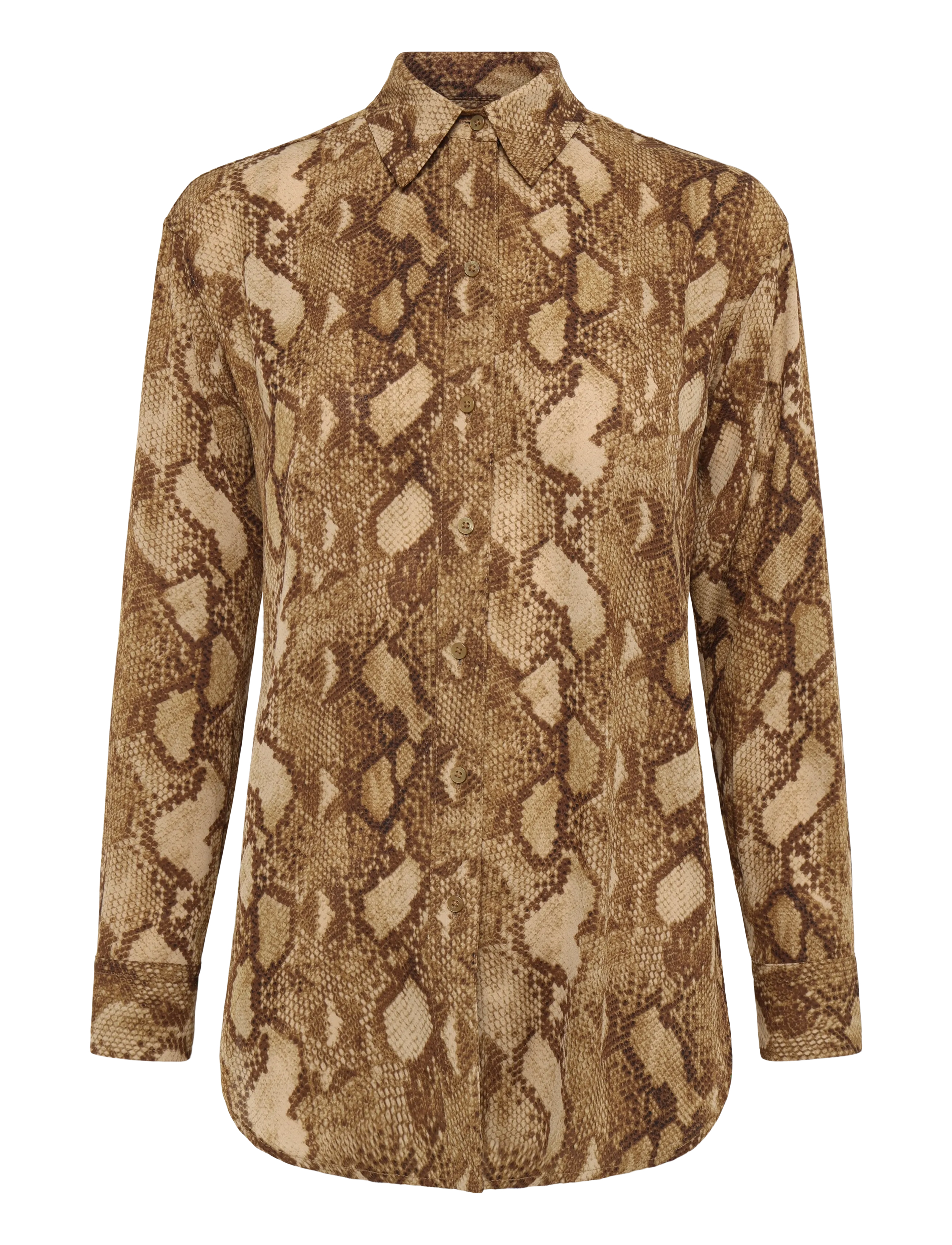 Lauren Ralph Lauren Relaxed Fit Python-Print Georgette Shirt - Shirts - TAN MULTI / brown