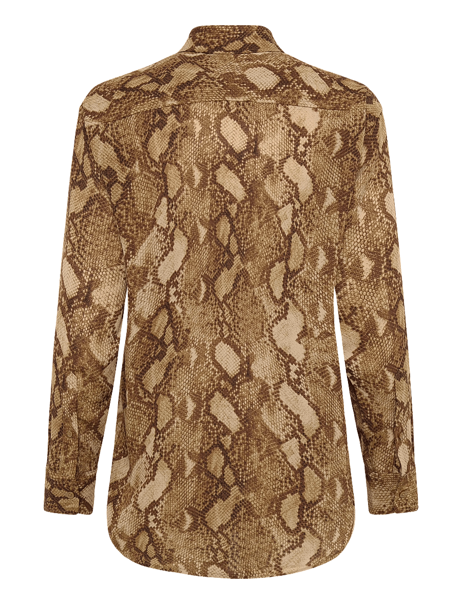 Lauren Ralph Lauren - Relaxed Fit Python-Print Georgette Shirt - langärmlige hemden - tan multi - 2