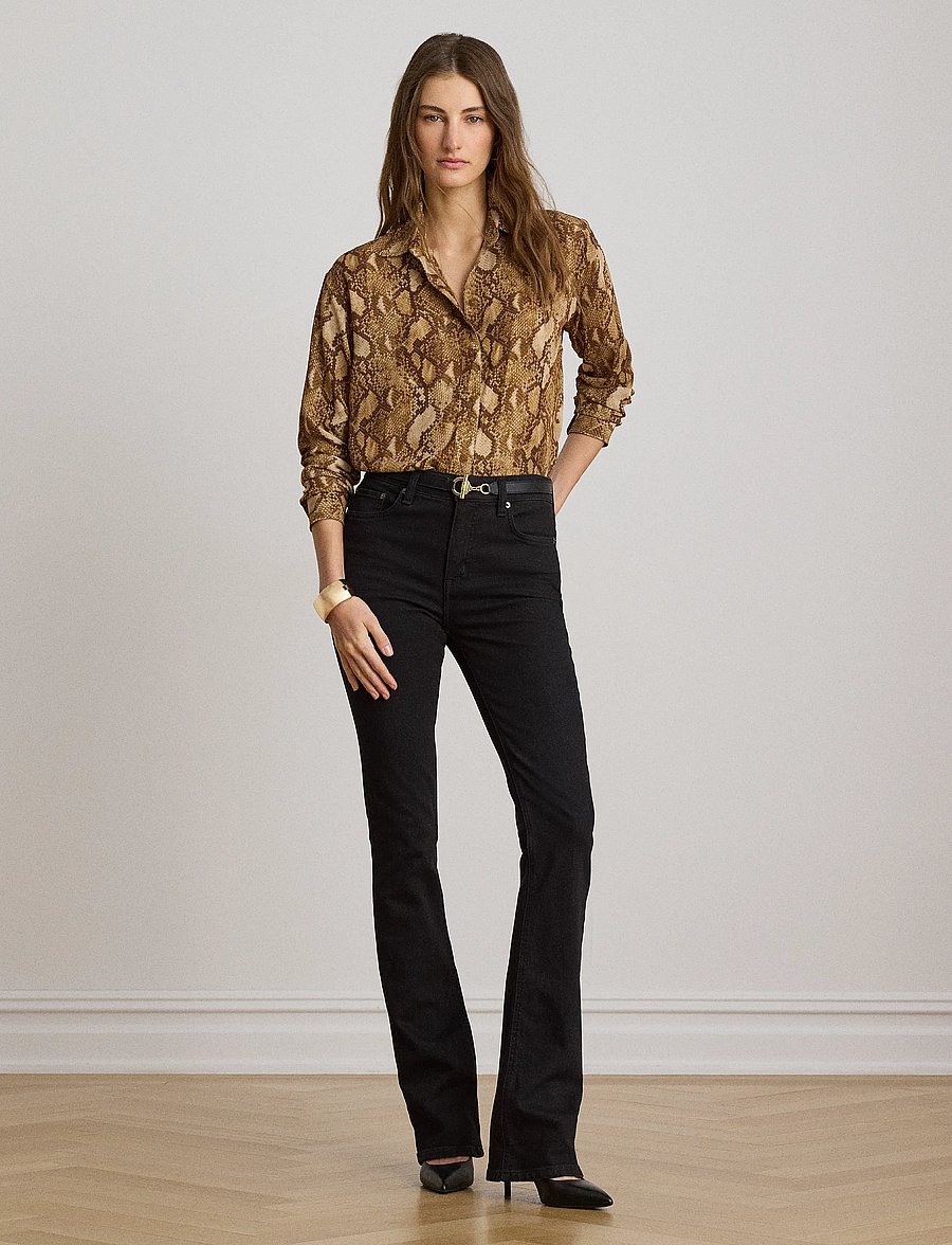 Lauren Ralph Lauren - Relaxed Fit Python-Print Georgette Shirt - langärmlige hemden - tan multi - 4