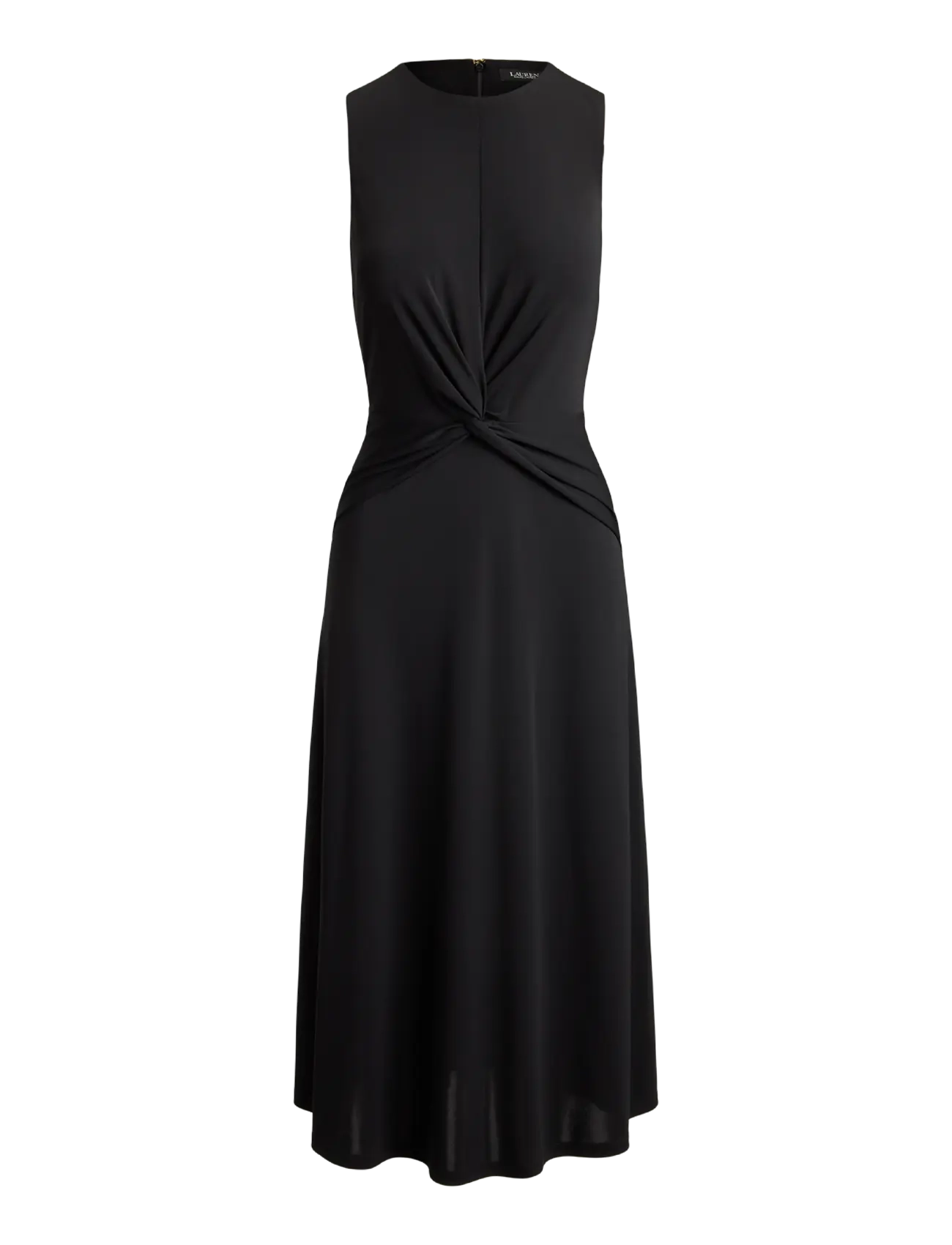 Lauren Ralph Lauren - Twist-Front Jersey Sleeveless Dress - midi-jurken - black - 1