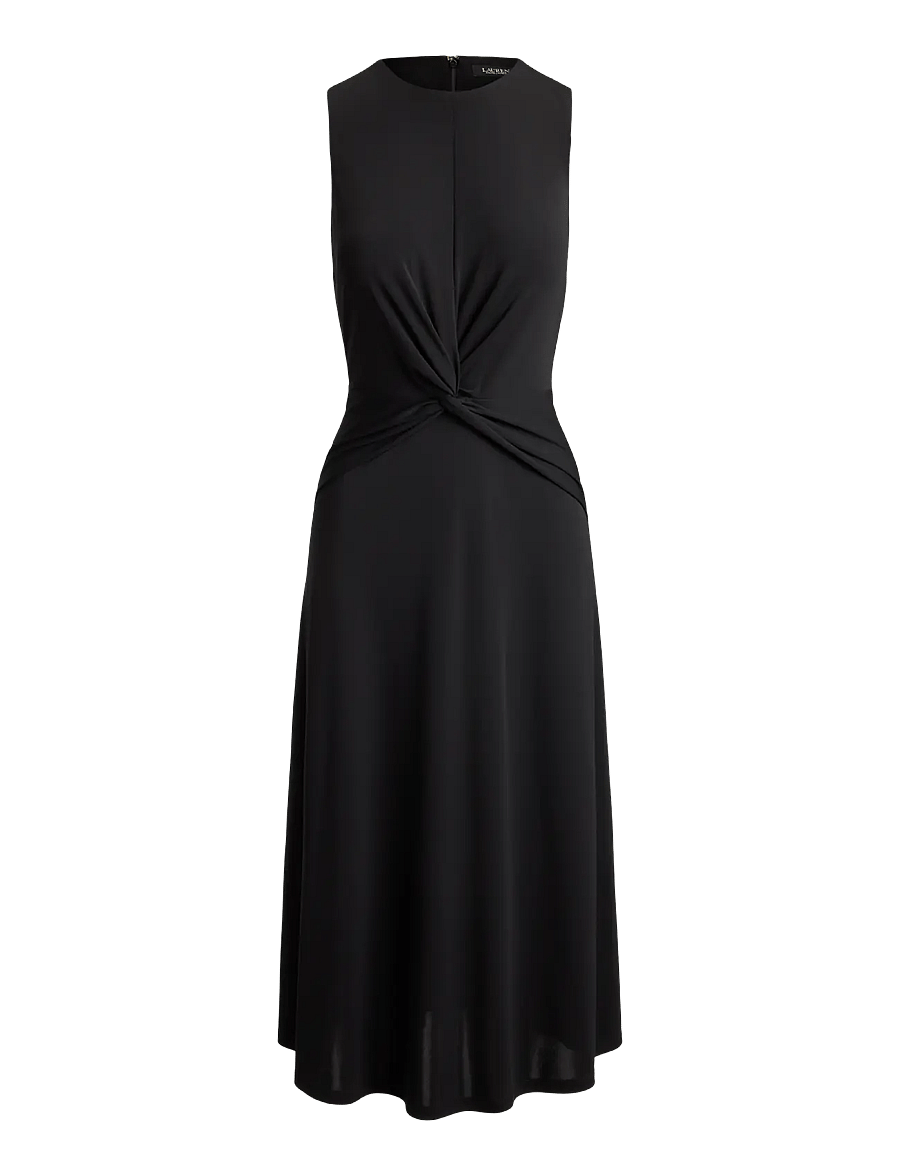 Lauren Ralph Lauren - Twist-Front Jersey Sleeveless Dress - midi-jurken - black - 1