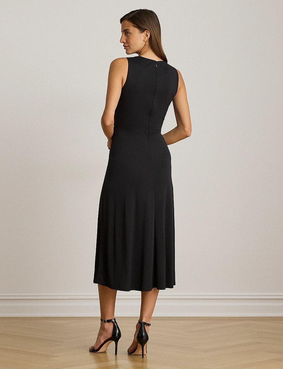 Lauren Ralph Lauren - Twist-Front Jersey Sleeveless Dress - midi-jurken - black - 2