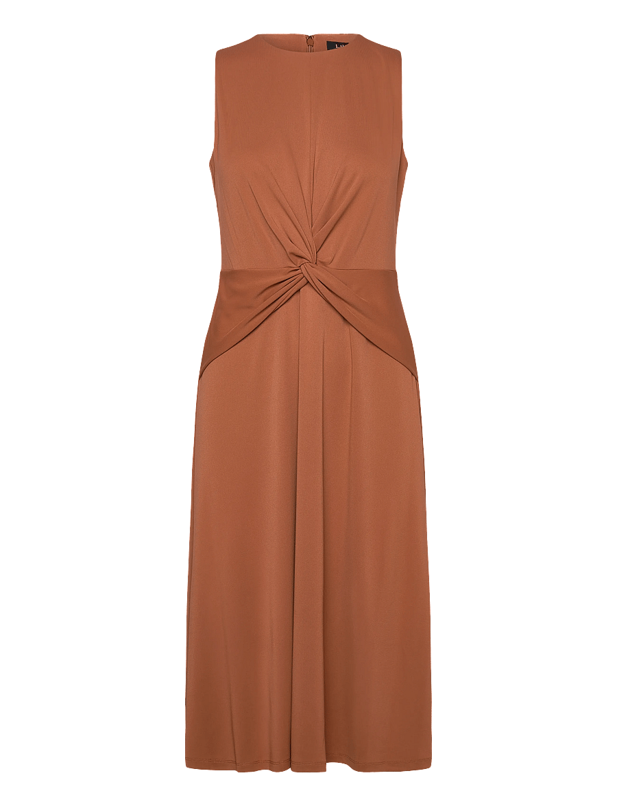 Lauren Ralph Lauren - Twist-Front Jersey Sleeveless Dress - midi kjoler - red terracotta - 1