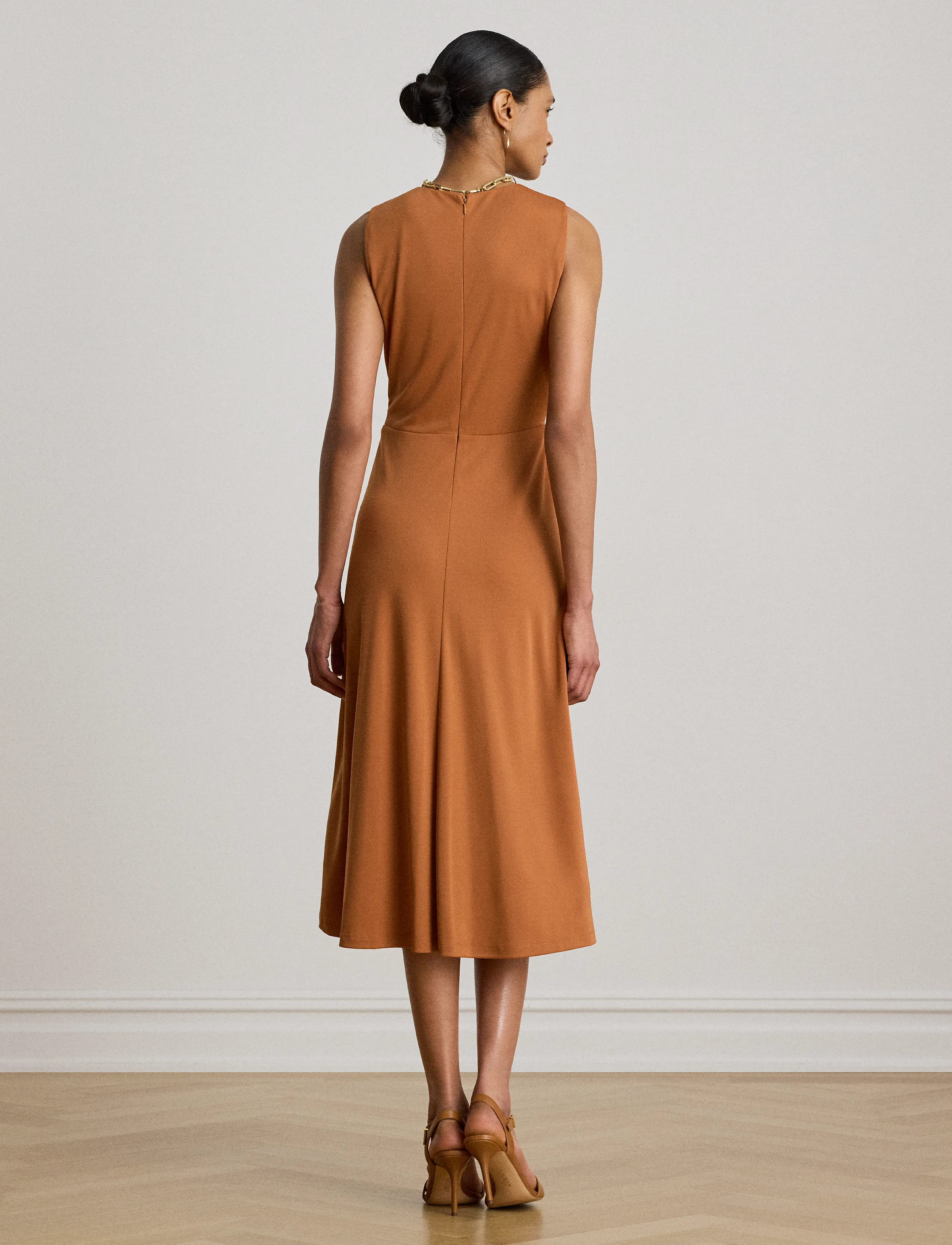 Lauren Ralph Lauren - Twist-Front Jersey Sleeveless Dress - midikleidid - red terracotta - 2