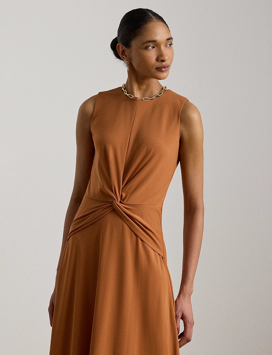 Lauren Ralph Lauren - Twist-Front Jersey Sleeveless Dress - midikleidid - red terracotta - 3