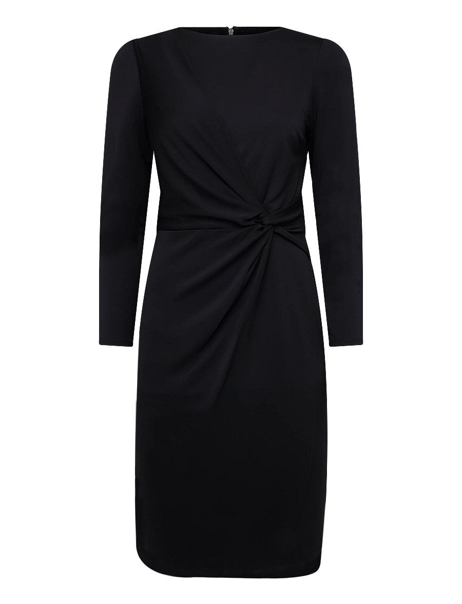 Lauren Ralph Lauren - Twist-Front Jersey Boatneck Dress - stickade klänningar - black - 1