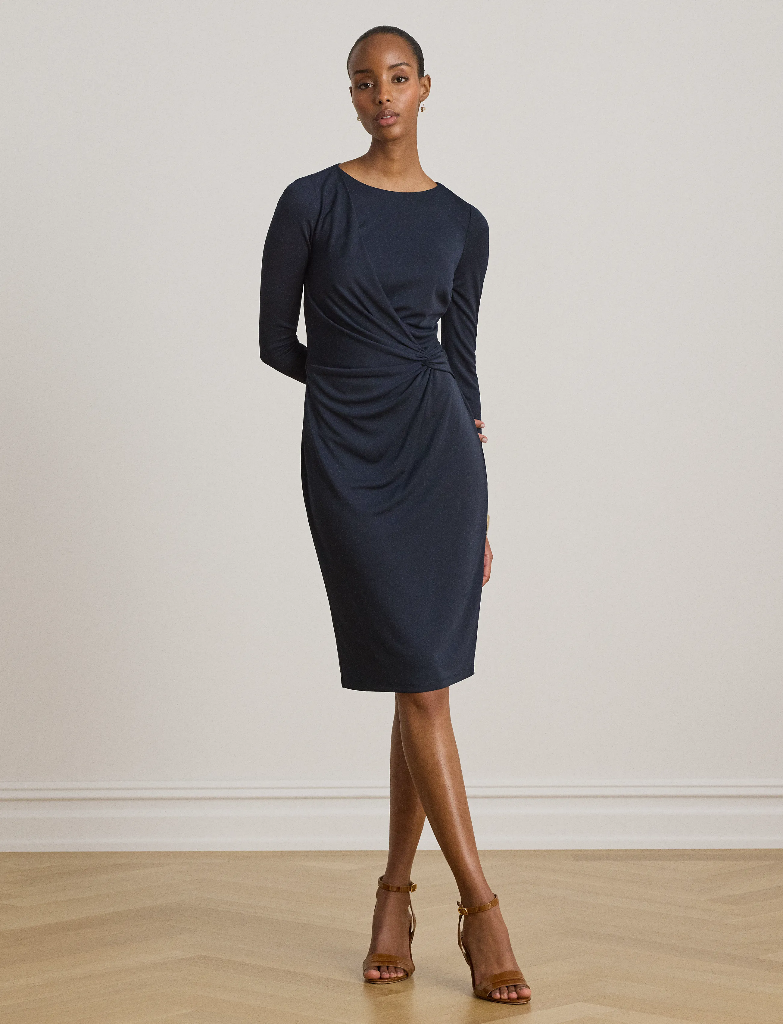 Lauren Ralph Lauren Twist-Front Jersey Boatneck Dress - Kleidid - LAUREN NAVY / navy