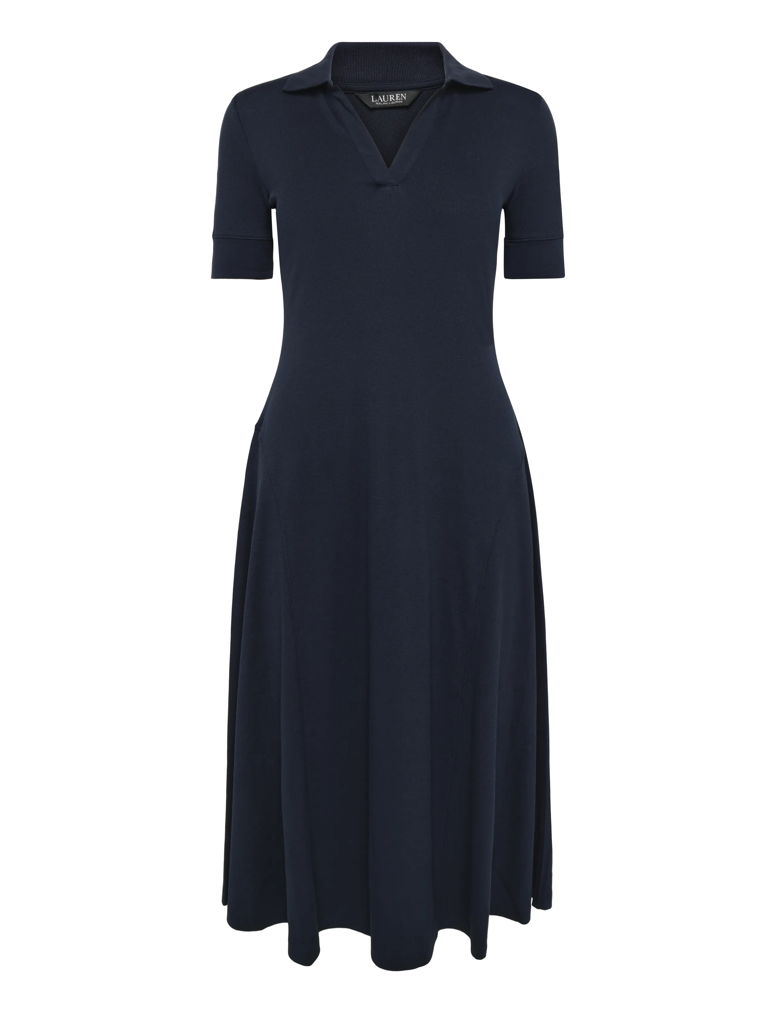 Lauren Ralph Lauren - Rib-Knit Elbow-Sleeve Polo Dress - skjortekjoler - lauren navy - 1