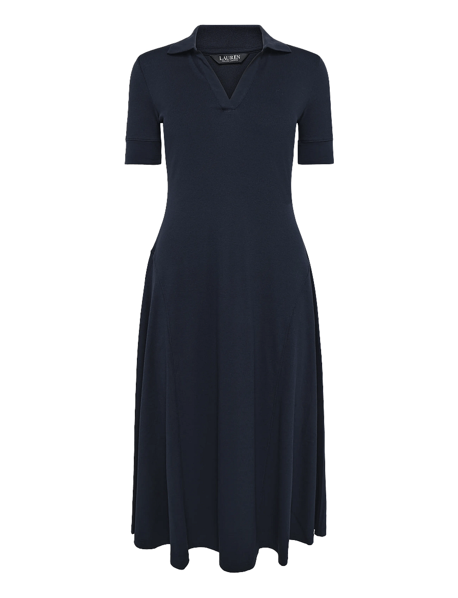 Lauren Ralph Lauren - Rib-Knit Elbow-Sleeve Polo Dress - skjortekjoler - lauren navy - 1