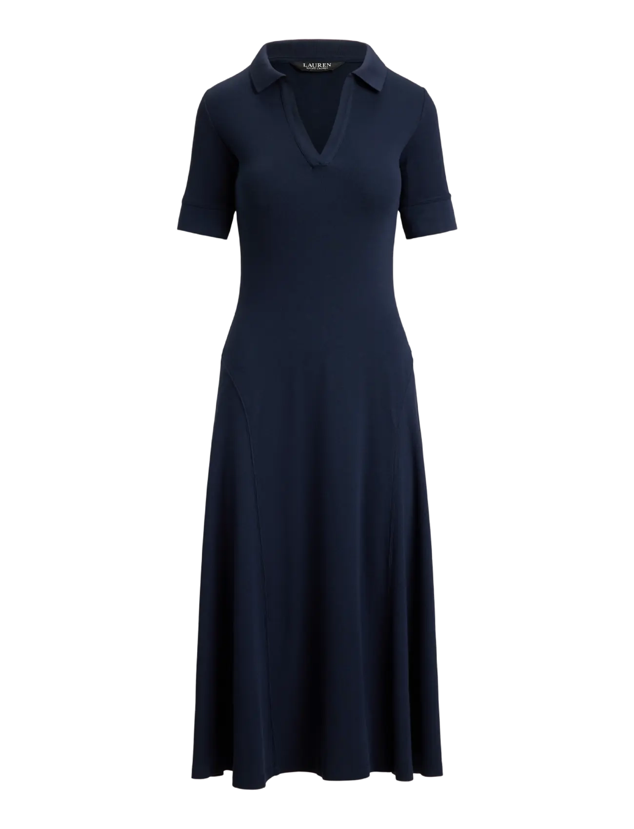Lauren Ralph Lauren - Rib-Knit Elbow-Sleeve Polo Dress - marškinių tipo suknelės - lauren navy - 1