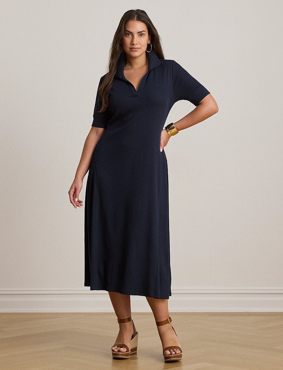 Lauren Ralph Lauren - Rib-Knit Elbow-Sleeve Polo Dress - robes chemises - lauren navy - 3
