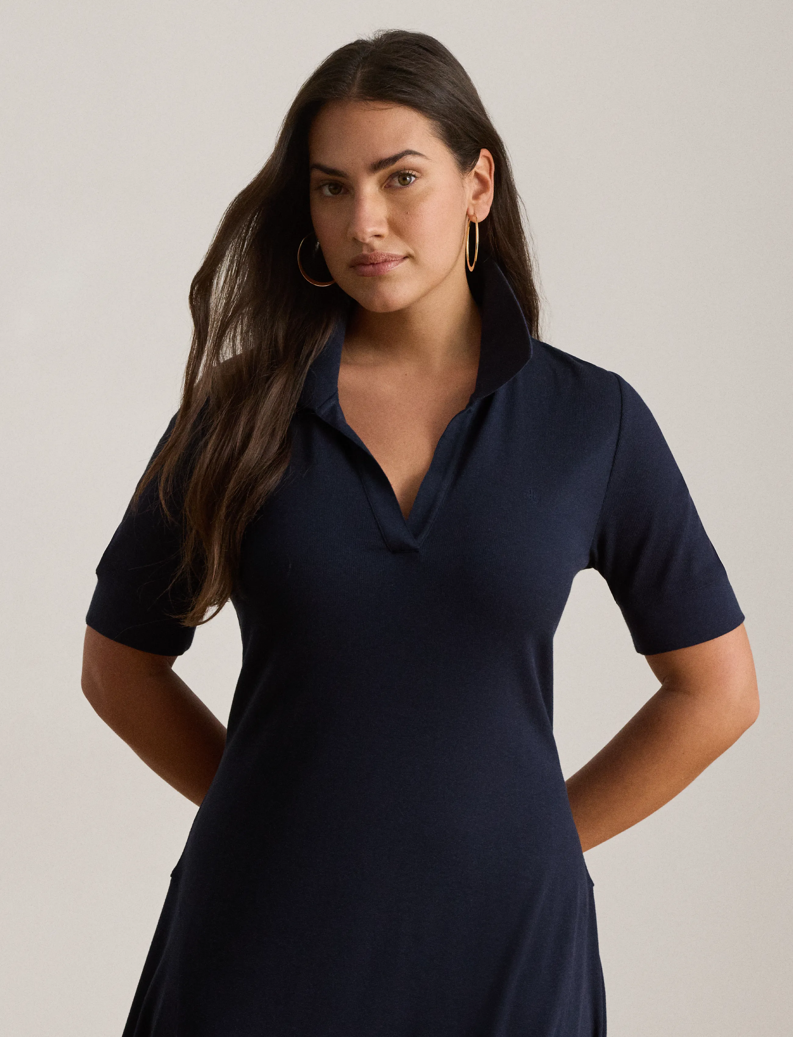 Lauren Ralph Lauren - Rib-Knit Elbow-Sleeve Polo Dress - marškinių tipo suknelės - lauren navy - 4