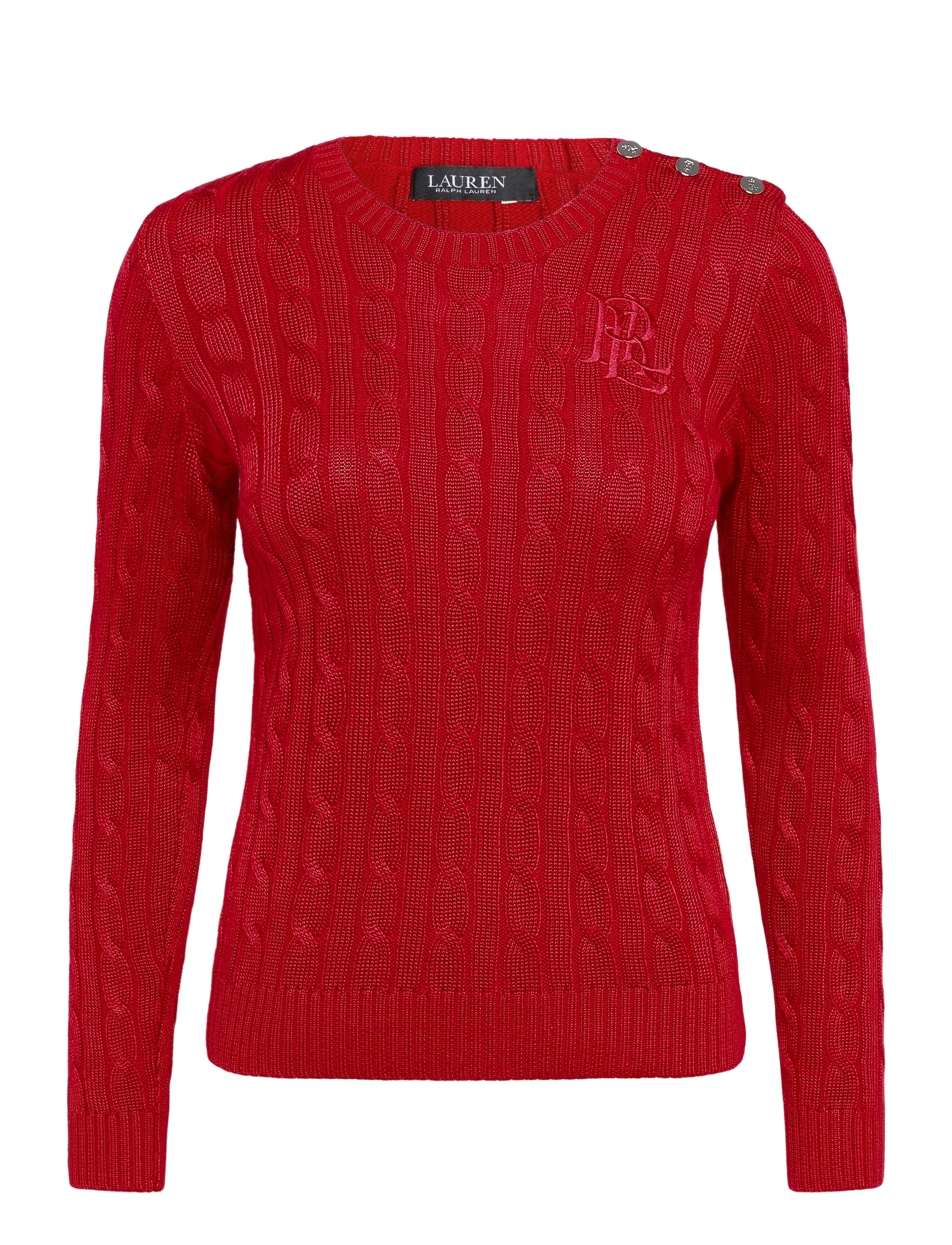 Lauren Ralph Lauren Button-Trim Cable-Knit Sweater - Büromode - RALPH RED / red
