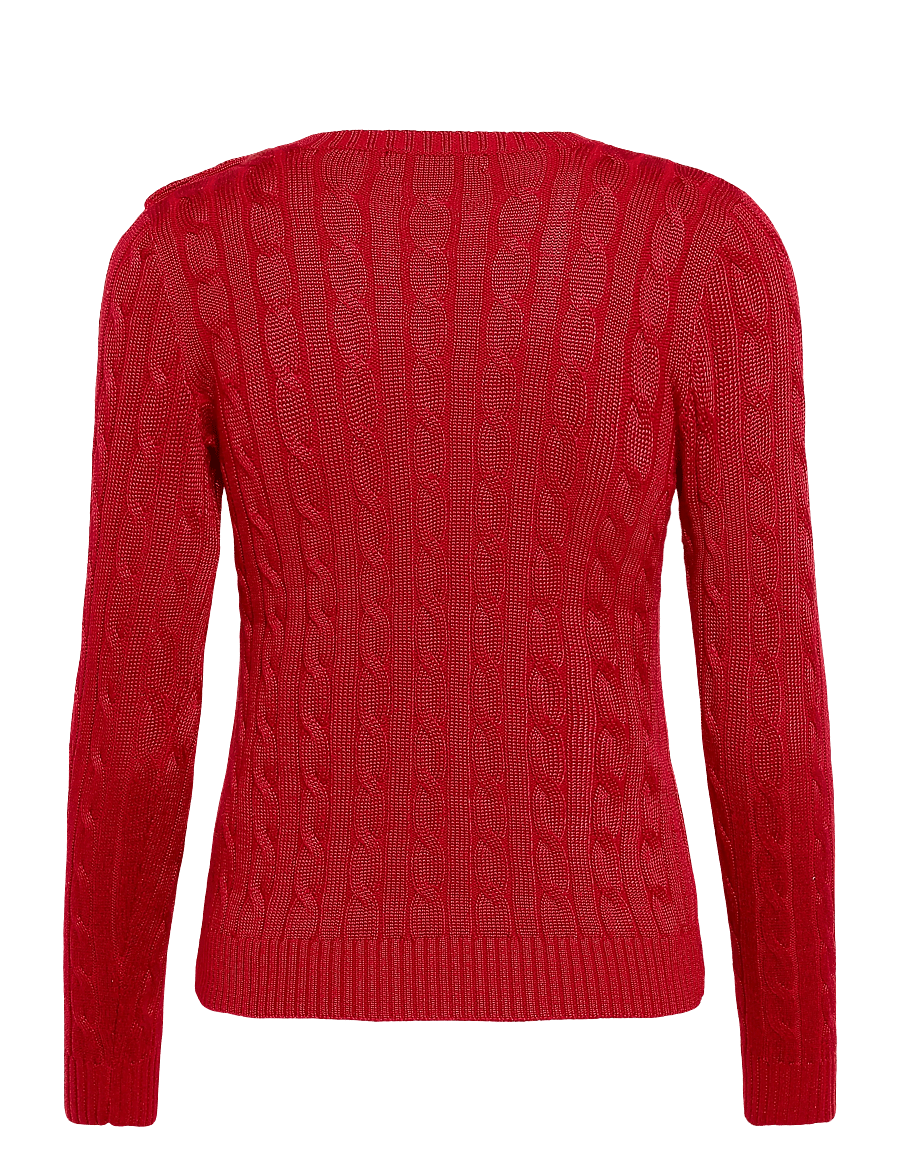 Lauren Ralph Lauren - Button-Trim Cable-Knit Sweater - striktrøjer - ralph red - 3