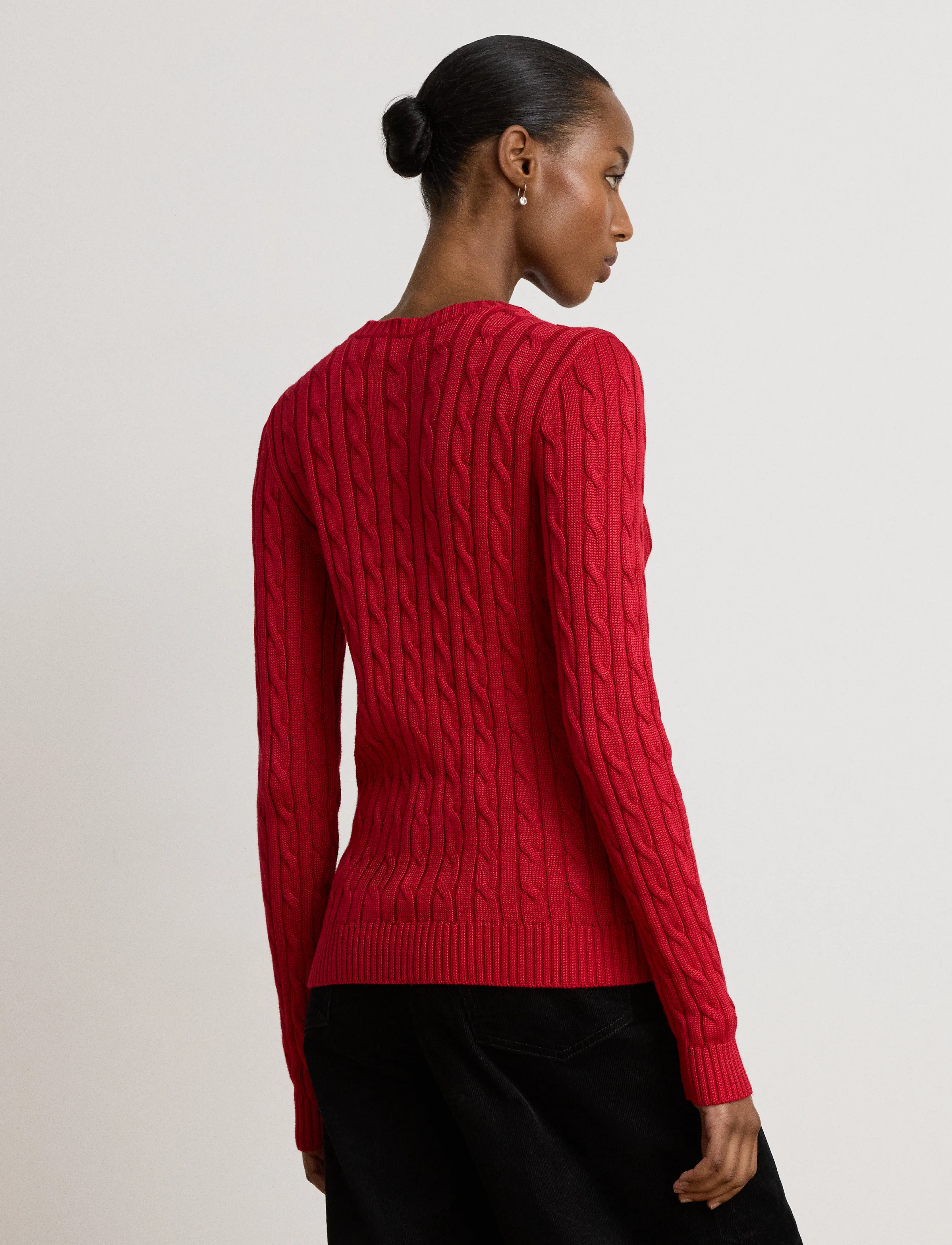 Lauren Ralph Lauren - Button-Trim Cable-Knit Sweater - striktrøjer - ralph red - 2