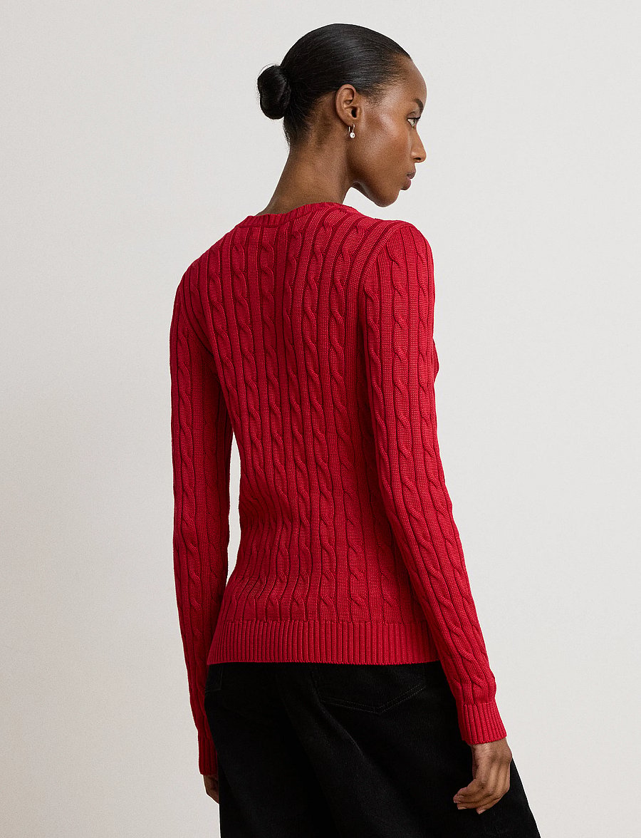 Lauren Ralph Lauren - Button-Trim Cable-Knit Sweater - striktrøjer - ralph red - 2