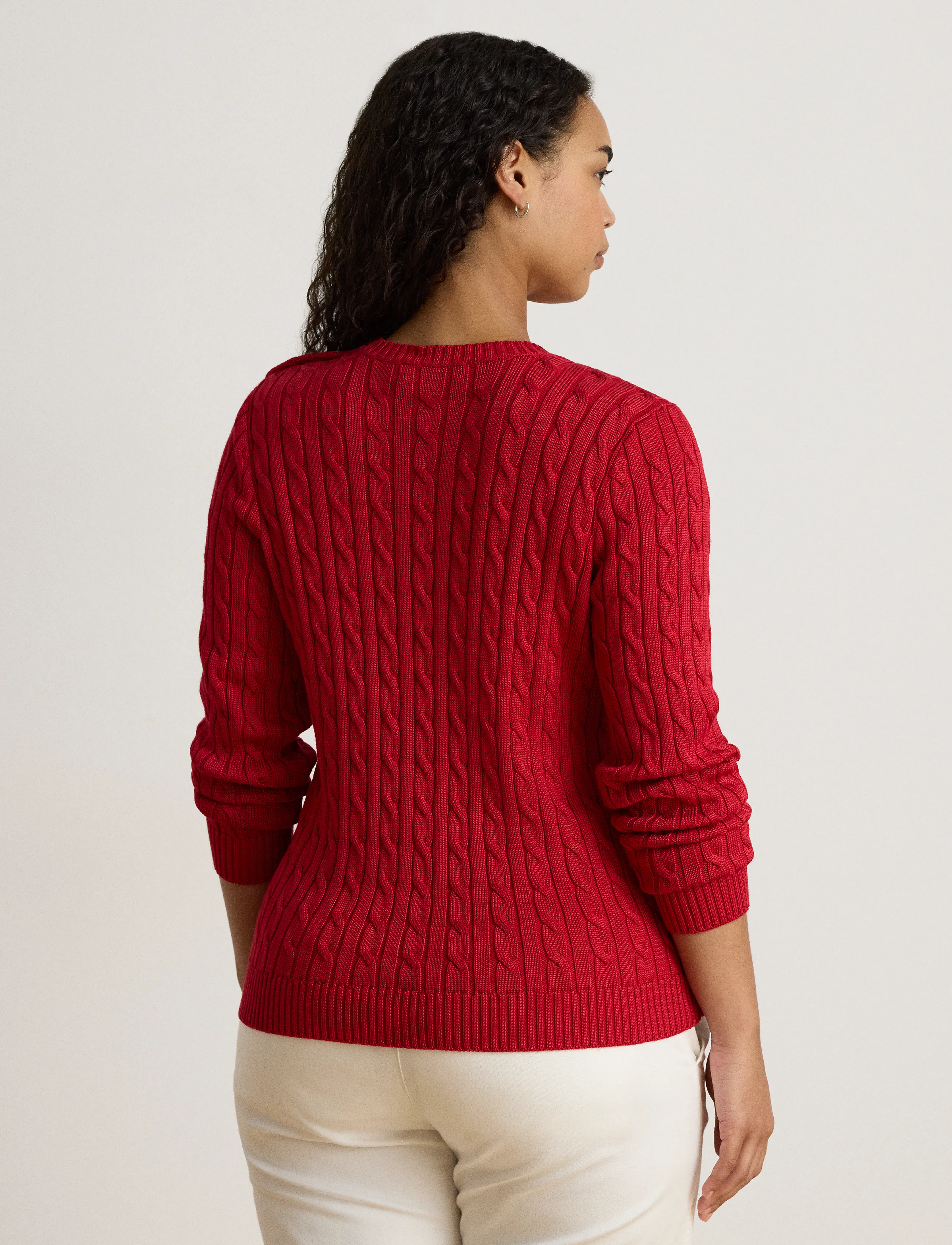 Lauren Ralph Lauren - Button-Trim Cable-Knit Sweater - striktrøjer - ralph red - 5