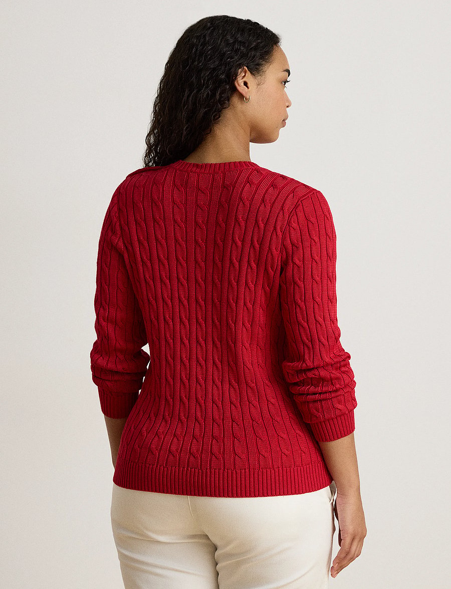 Lauren Ralph Lauren - Button-Trim Cable-Knit Sweater - striktrøjer - ralph red - 5