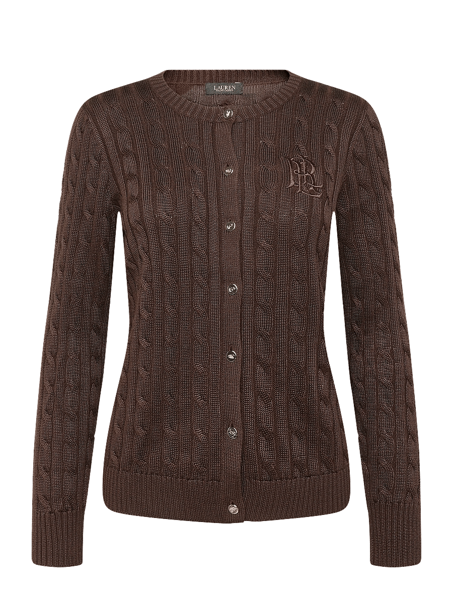 Lauren Ralph Lauren - Cable-Knit Cotton-Blend Cardigan - kardiganid - circuit brown - 2