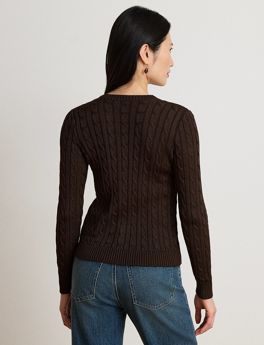Lauren Ralph Lauren - Cable-Knit Cotton-Blend Cardigan - koftor - circuit brown - 2
