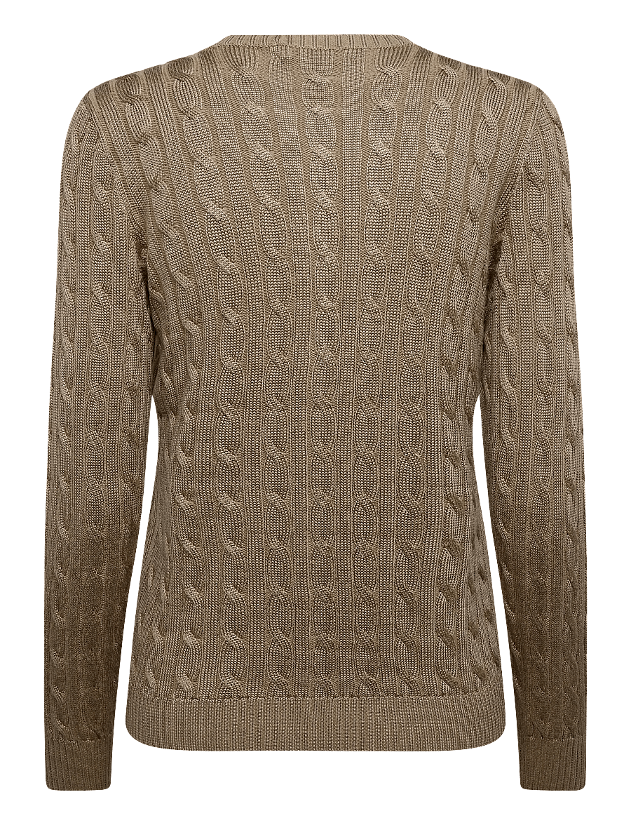 Lauren Ralph Lauren - Cable-Knit Cotton-Blend Cardigan - kardiganid - lauren camel - 2