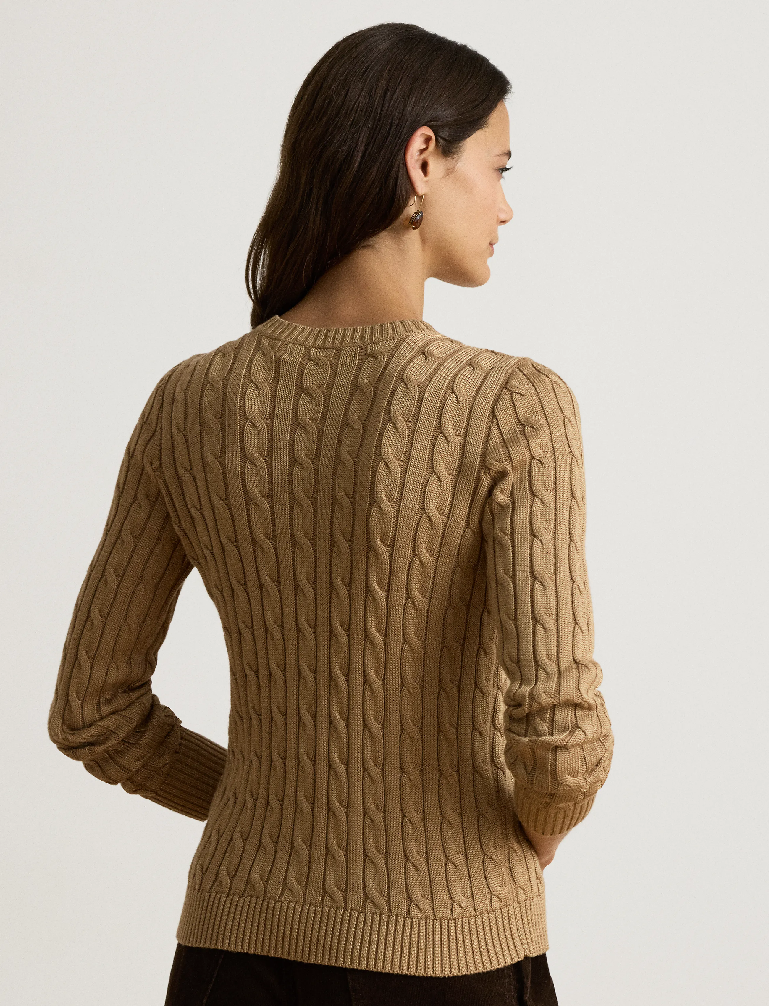 Lauren Ralph Lauren - Cable-Knit Cotton-Blend Cardigan - kardiganid - lauren camel - 3