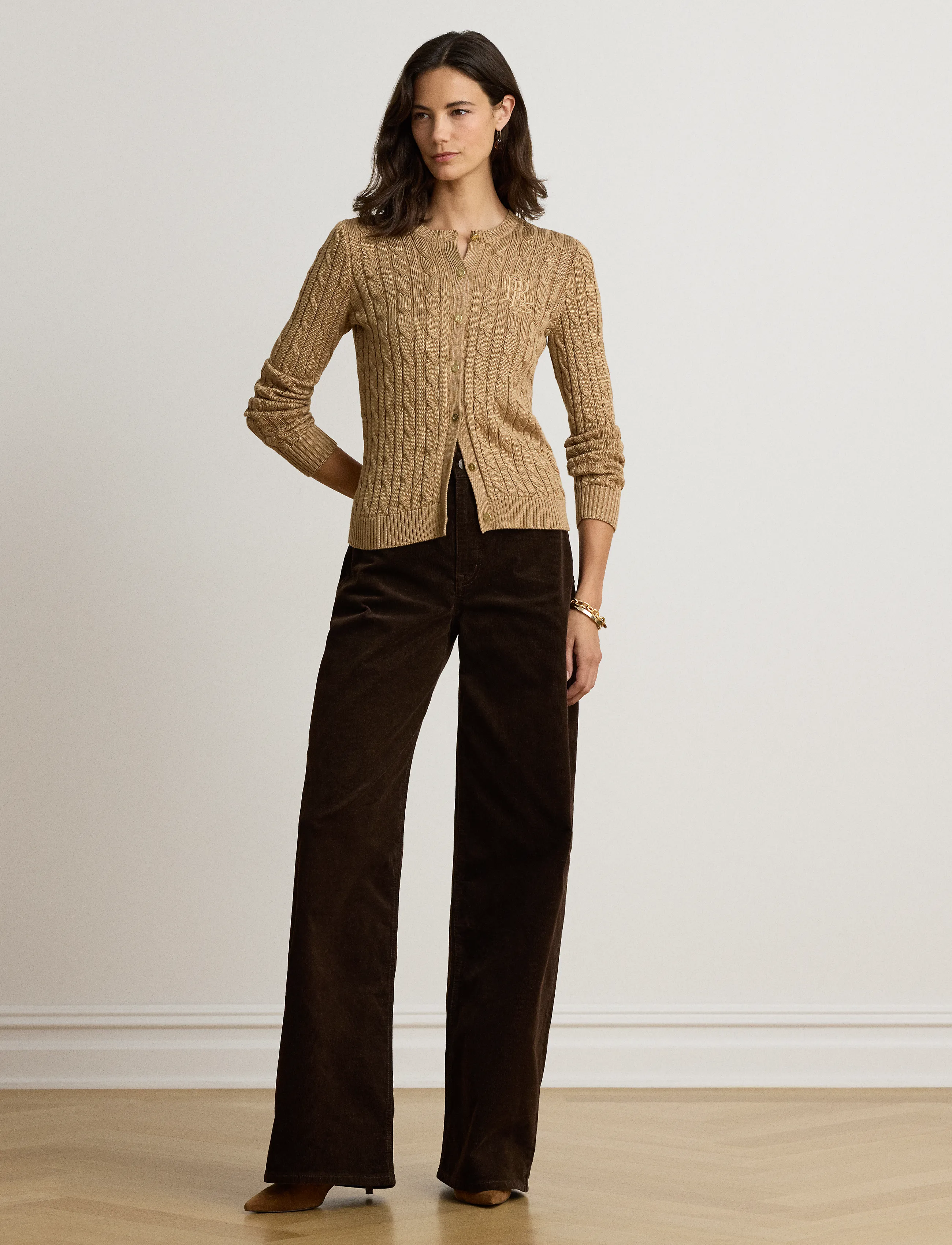 Lauren Ralph Lauren - Cable-Knit Cotton-Blend Cardigan - kardiganid - lauren camel - 5