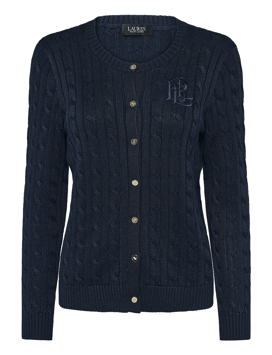Lauren Ralph Lauren - Cable-Knit Cotton-Blend Cardigan - strickjacken - lauren navy - 1