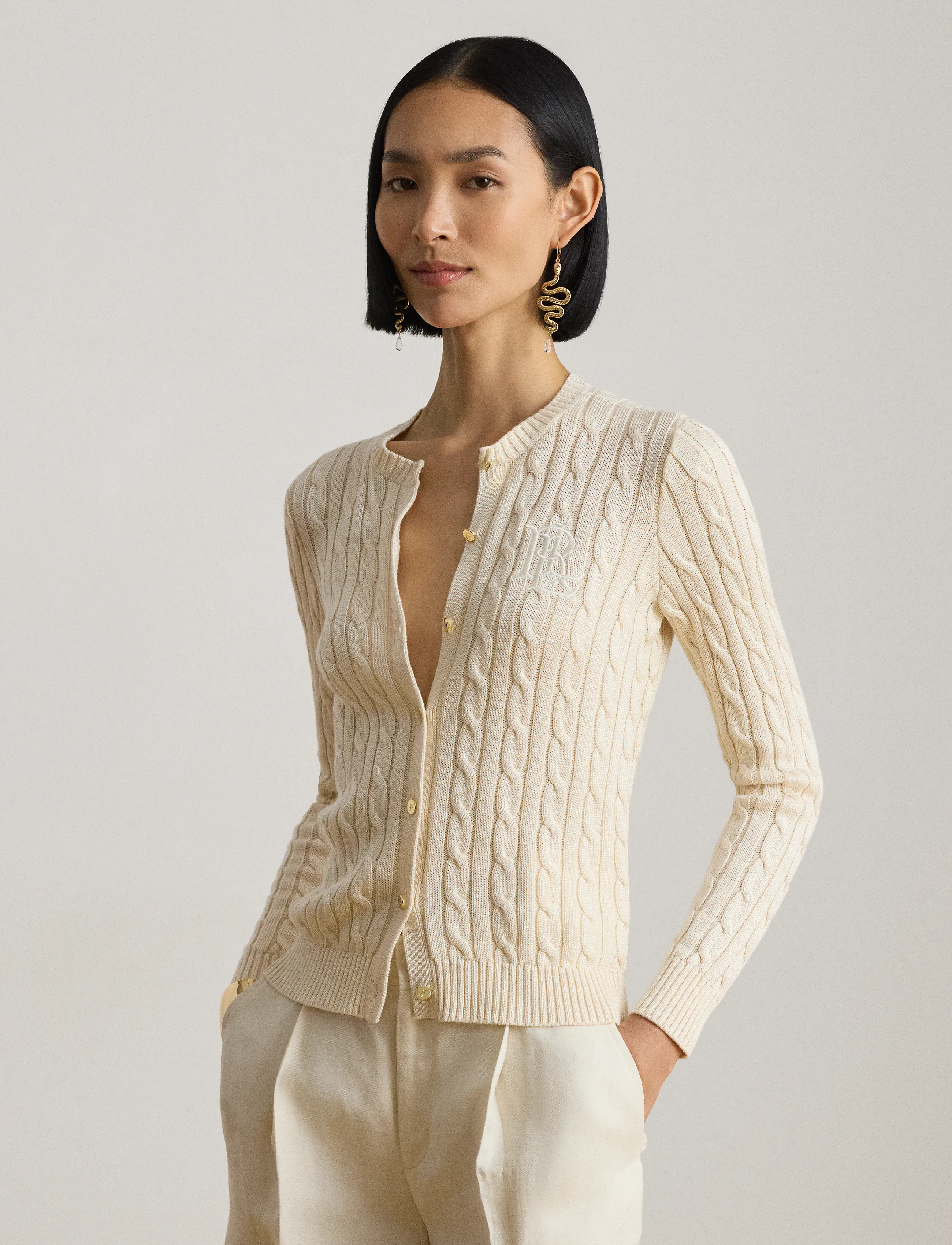 Lauren Ralph Lauren Cable-Knit Cotton-Blend Cardigan - Kleidung - MASCARPONE CREAM / cream