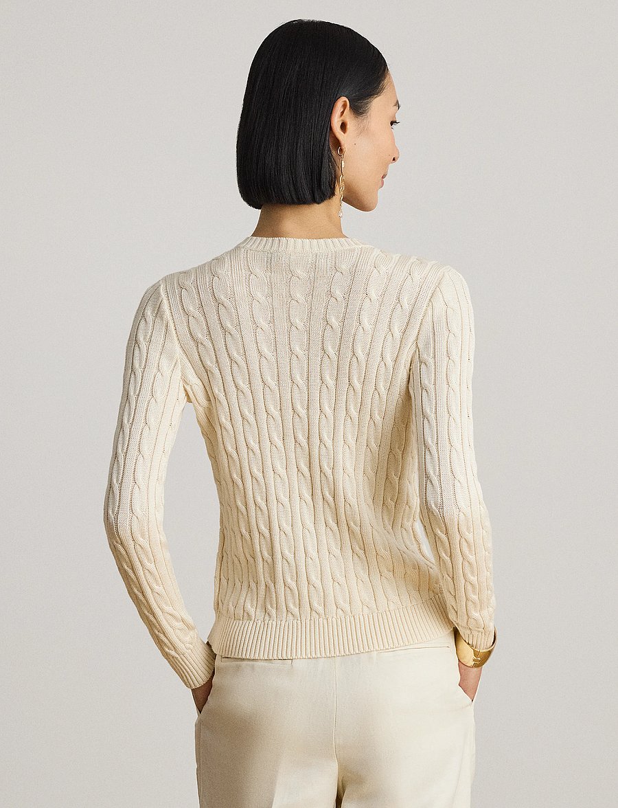 Lauren Ralph Lauren - Cable-Knit Cotton-Blend Cardigan - strickjacken - mascarpone cream - 2