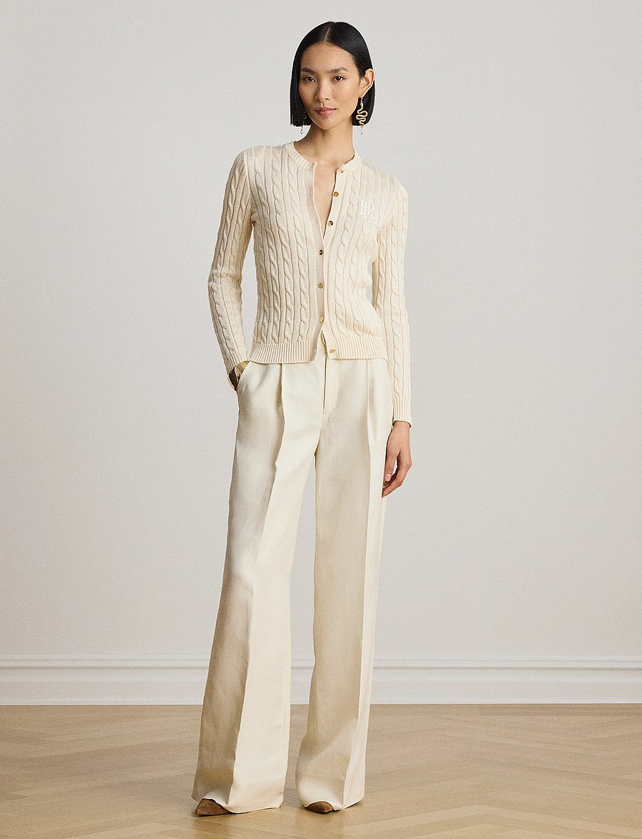 Lauren Ralph Lauren - Cable-Knit Cotton-Blend Cardigan - strickjacken - mascarpone cream - 3