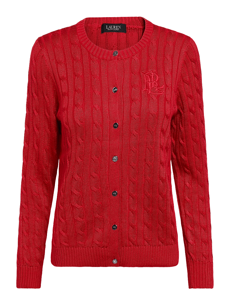 Lauren Ralph Lauren - Cable-Knit Cotton-Blend Cardigan - kardiganid - ralph red - 2